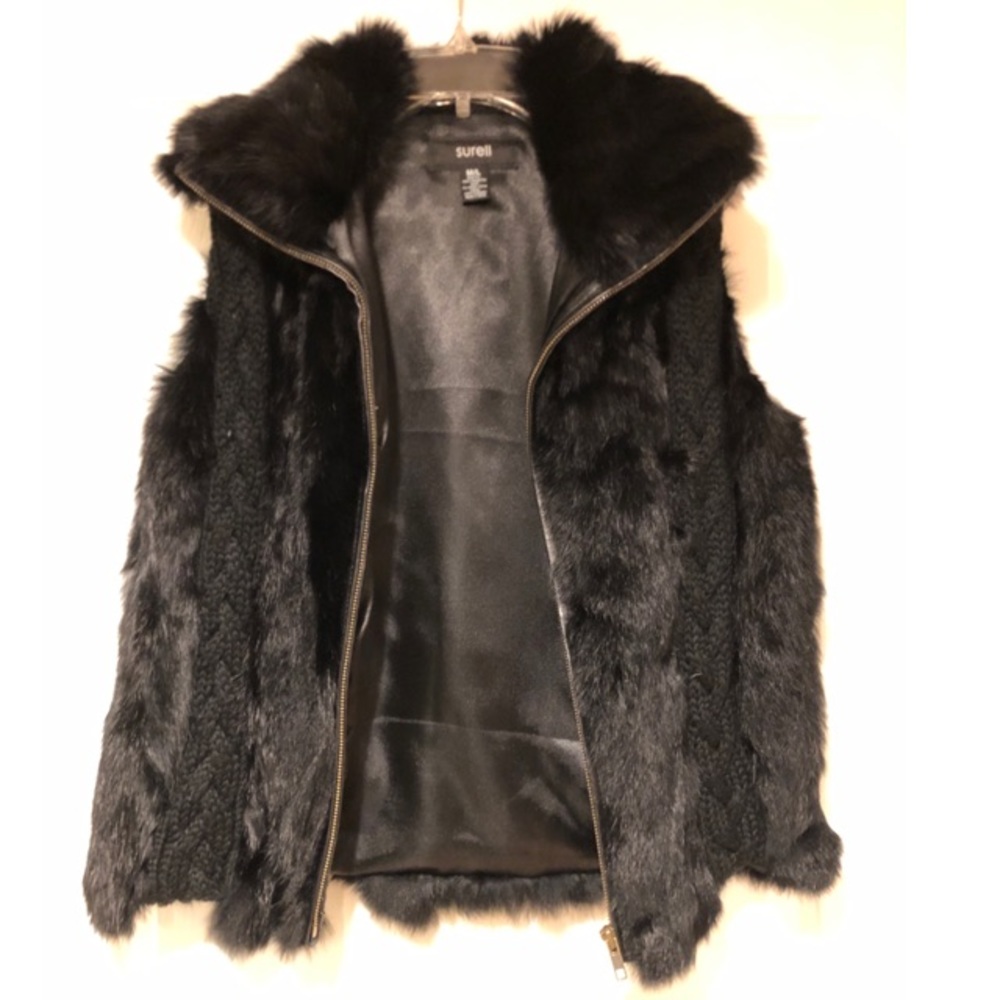 Black Genuine Rabbit Fur Vest